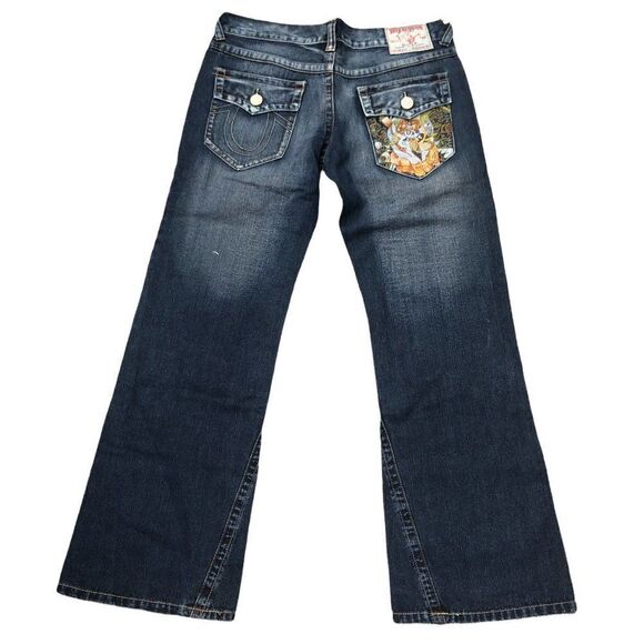 Brand New Vintage True Religion Embroidered Jeans Size 36 JOEY Blue - Picture 4 of 15